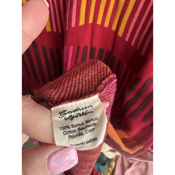 Gudrun Sjoden Women's Organic Cotton Pink Abstract V-Neck Tunic Sweater Medium - Picture 6 of 6